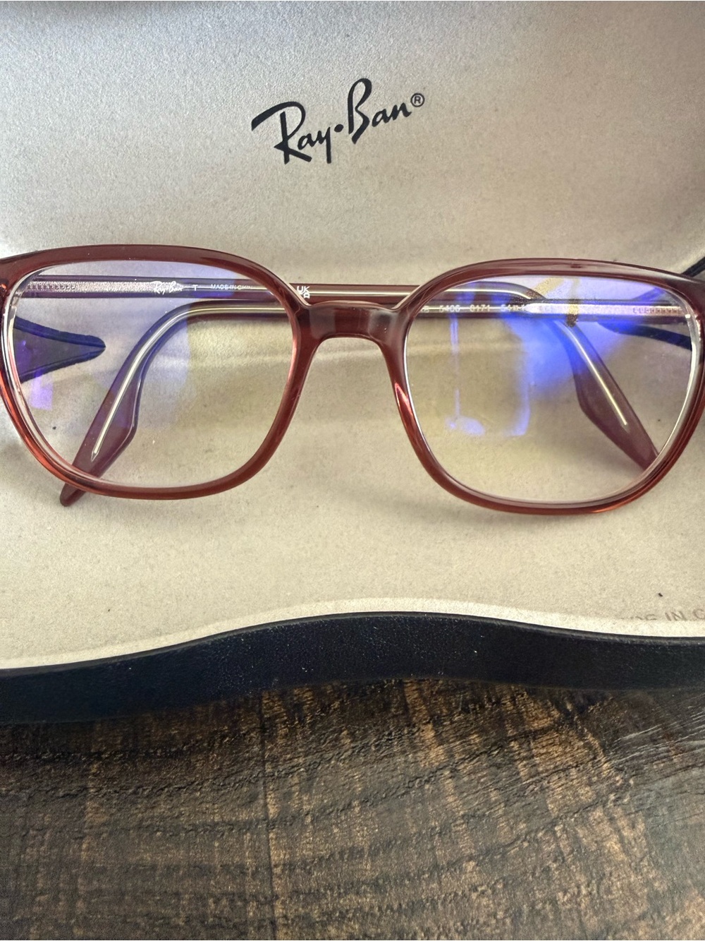 Ray-Ban Men's Red-Brown Optical Glasses - Square Oversized Frame